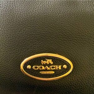 Coach black leather Edie purse with gold hard ware
